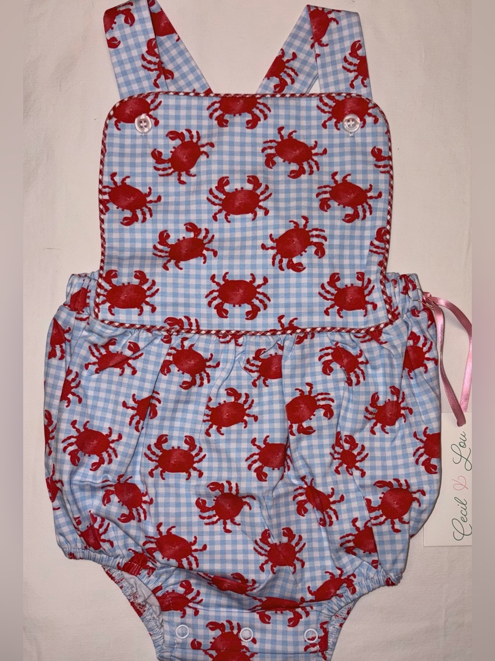 Cecil and Lou Crab print baby knit  Bubble Romper sz 18 months NWT